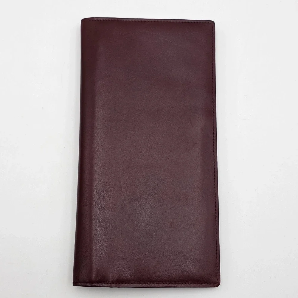 Vintage MANHATTAN LIMITED Leather Bifold Wallet Passport Travel Classic Burgundy
